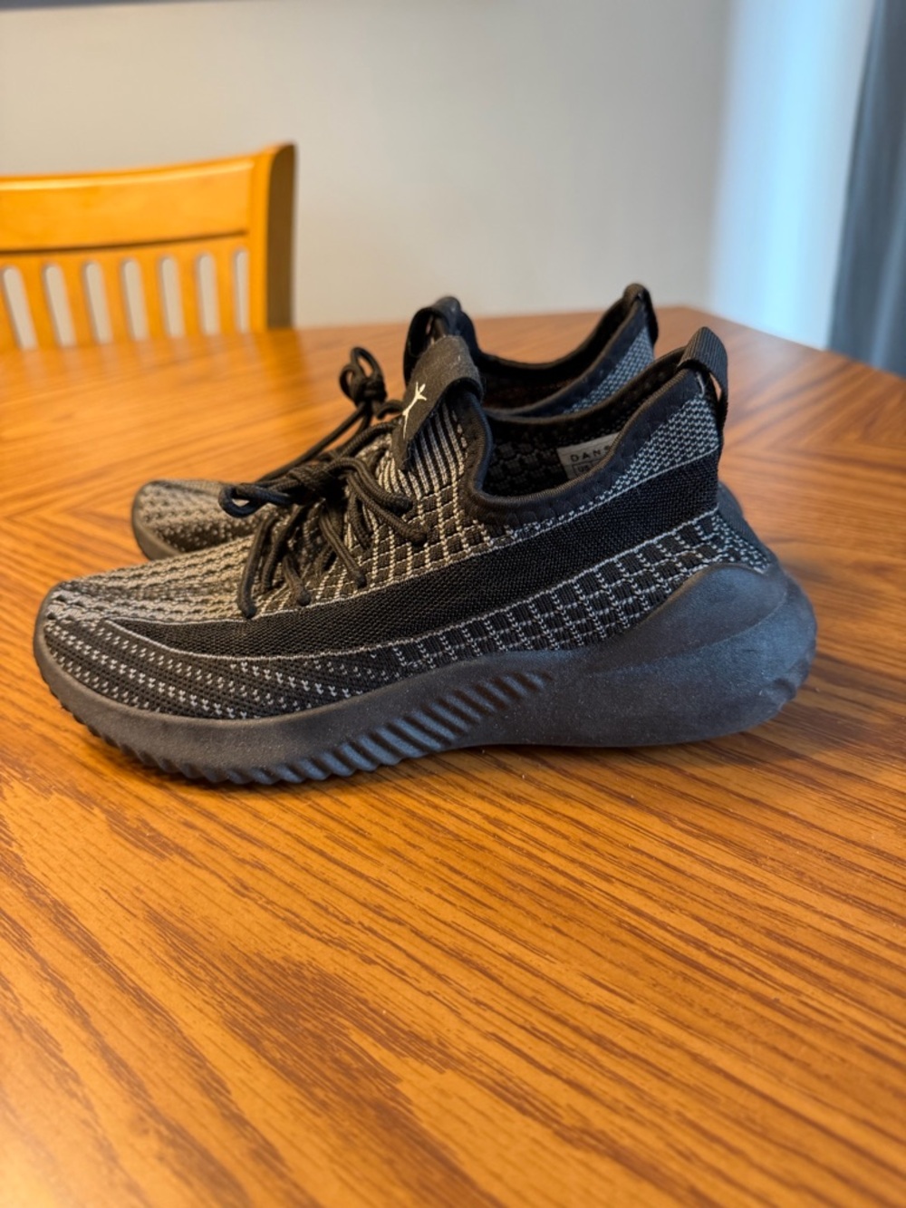 Womens Black Knit Athletic Sneakers